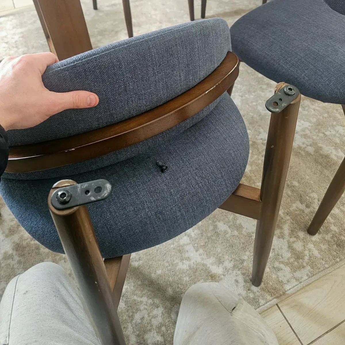 Dining chair repair in North Jersey – fixing loose upholstered seat and wooden frame